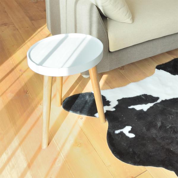 サイドテーブル 45cm 円形 丸型 ソファサイド ベッドサイド トレー トレイ おしゃれ 北欧 カントリー ナチュラル 天然木 木製 脚 スタイリッシュ 白 ホワイト