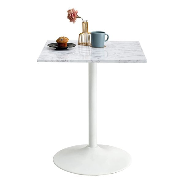 カフェテーブル（角型） 約 幅60×奥行60×高さ70cmマーブルホワイト LT-4919MWH