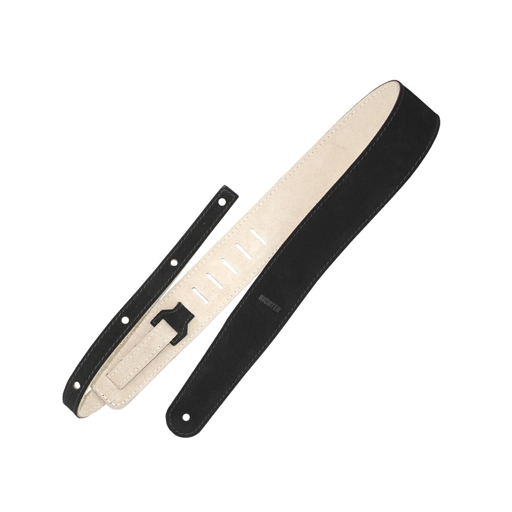 Richterシリーズ ギターストラップ ソフトレザー ストラップ Raw II Suedeシリーズ 1347 Black Beige 幅広6cm 長さ調整可能 ドイツ製