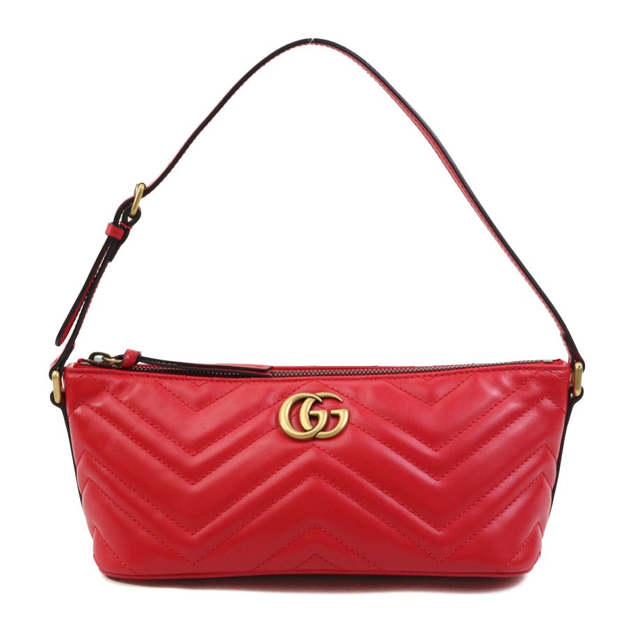 グッチ GUCCI ショルダーバッグ GGマーモント レザー レッド ゴールド レディース 739166 w1004g