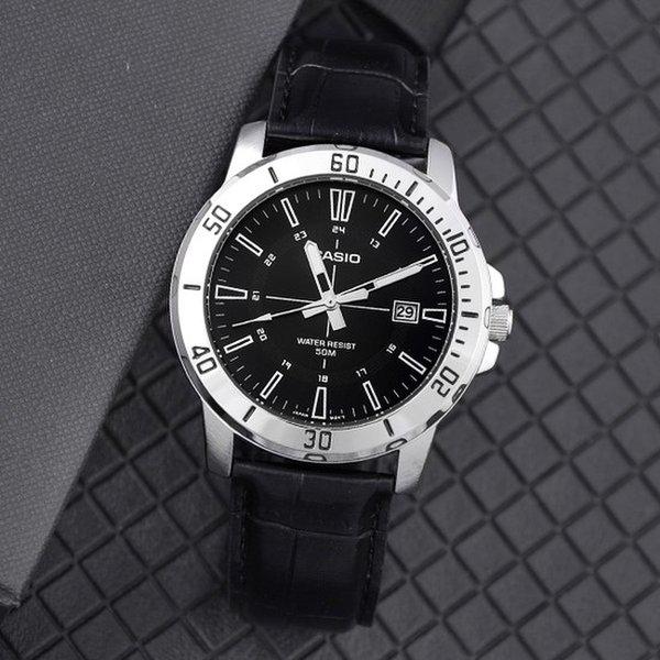 MTP-VD01L-1C ダイバールック ビンテージ カジュアル スポーツ メンズ レザー 腕時計 d