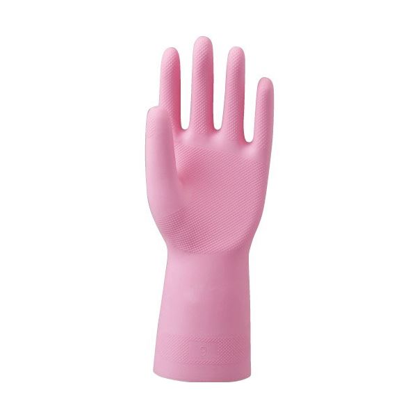 （まとめ）川西工業 天然ゴム手袋 中厚手 M ピンク #2005-M 1セット（10双）[x3]