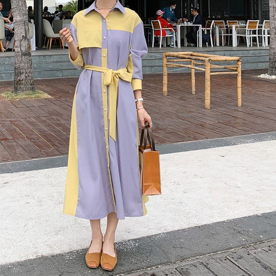 New type追加！ワンピース レディース シャツワンピ 長袖 春秋 フローラル 9809