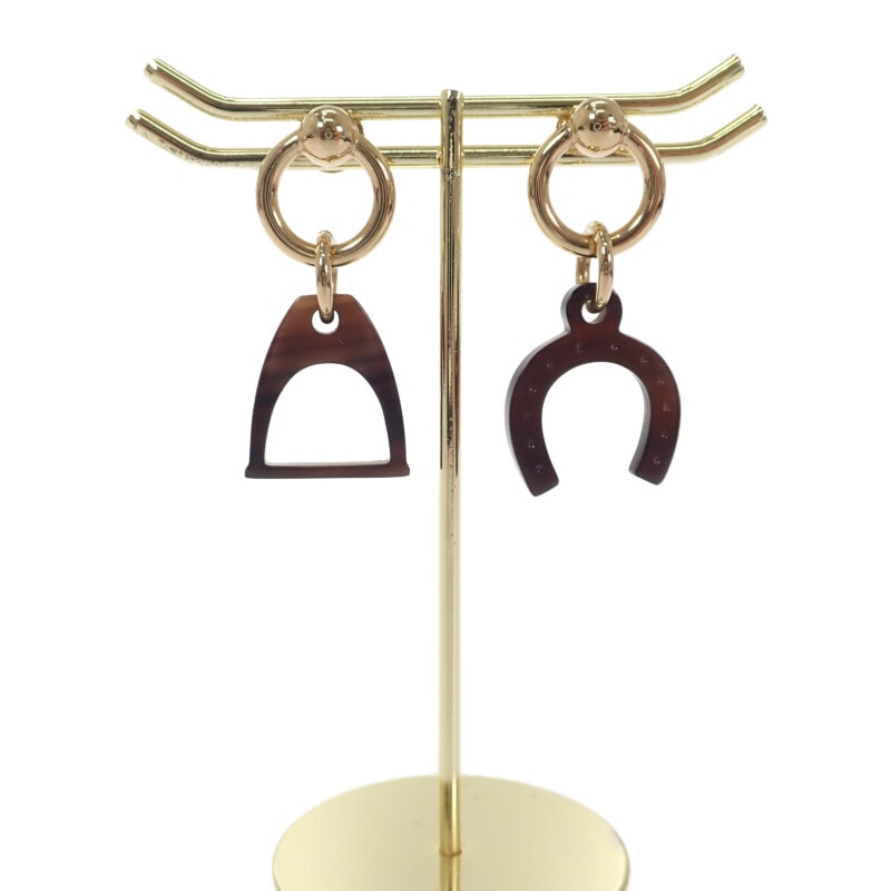 アミュレットエスケトルピアス ピアス メタル バッファローホーン ブラウン ゴールド金具 レディース【ABランク】