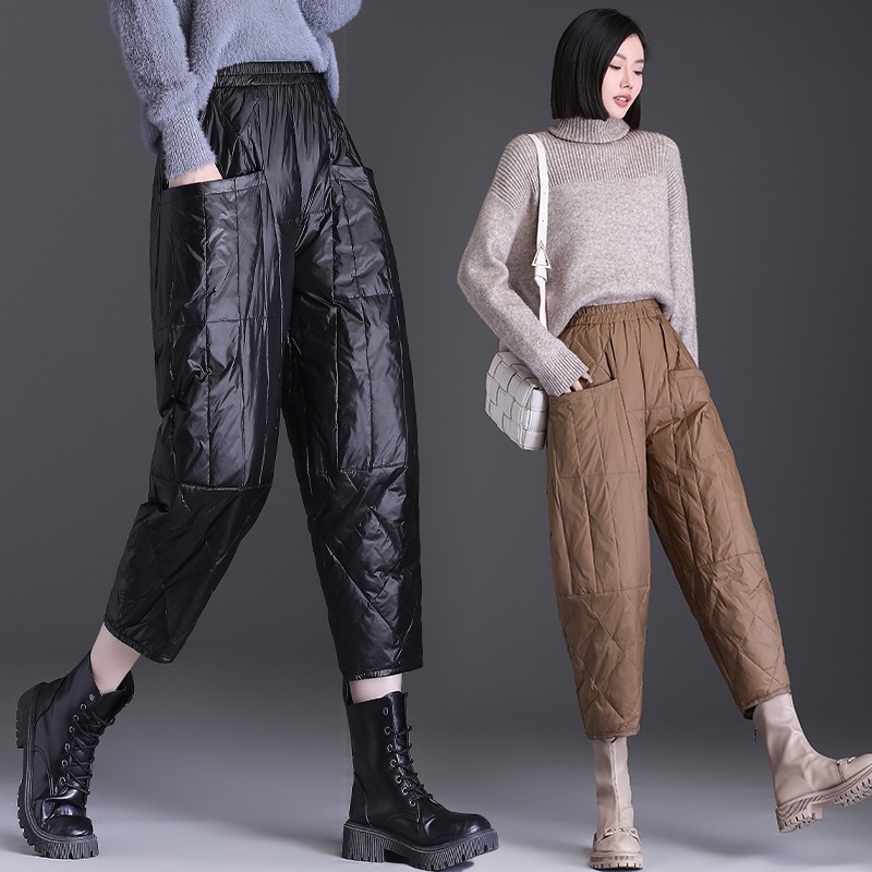 ダウンパンツ レディース 防寒パンツ アウトドア 登山用 体型カバー ゆったり ハイウェスト 暖かい 着痩せ 秋冬 新作 おしゃれ