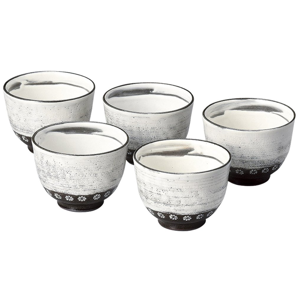 山下工芸 美濃焼 鈴木三島下印花五客湯呑 13044680