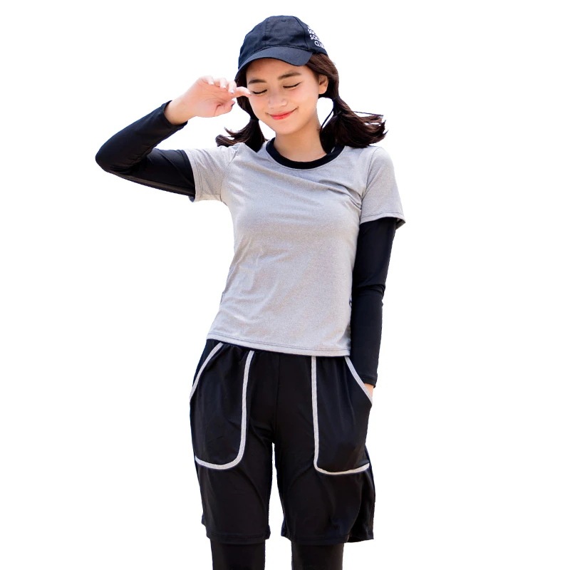 フィットネス水着 レディース 体型カバー 水着 長袖ラッシュガード オトナ女子 ママ水着 セパレート