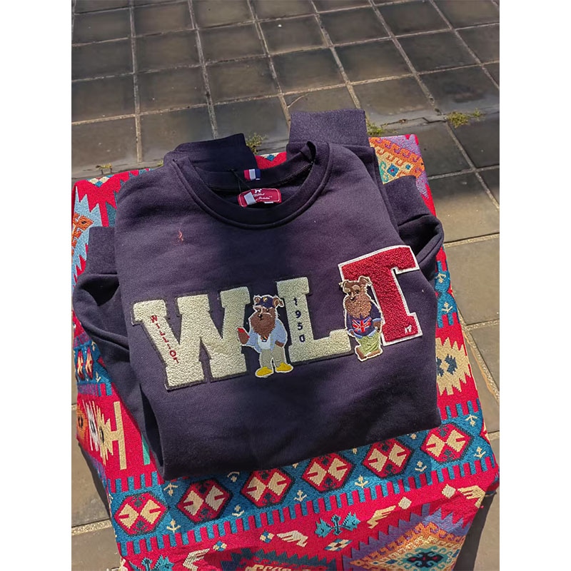 man spring summer 25 long sleeve patched navy bear sweater