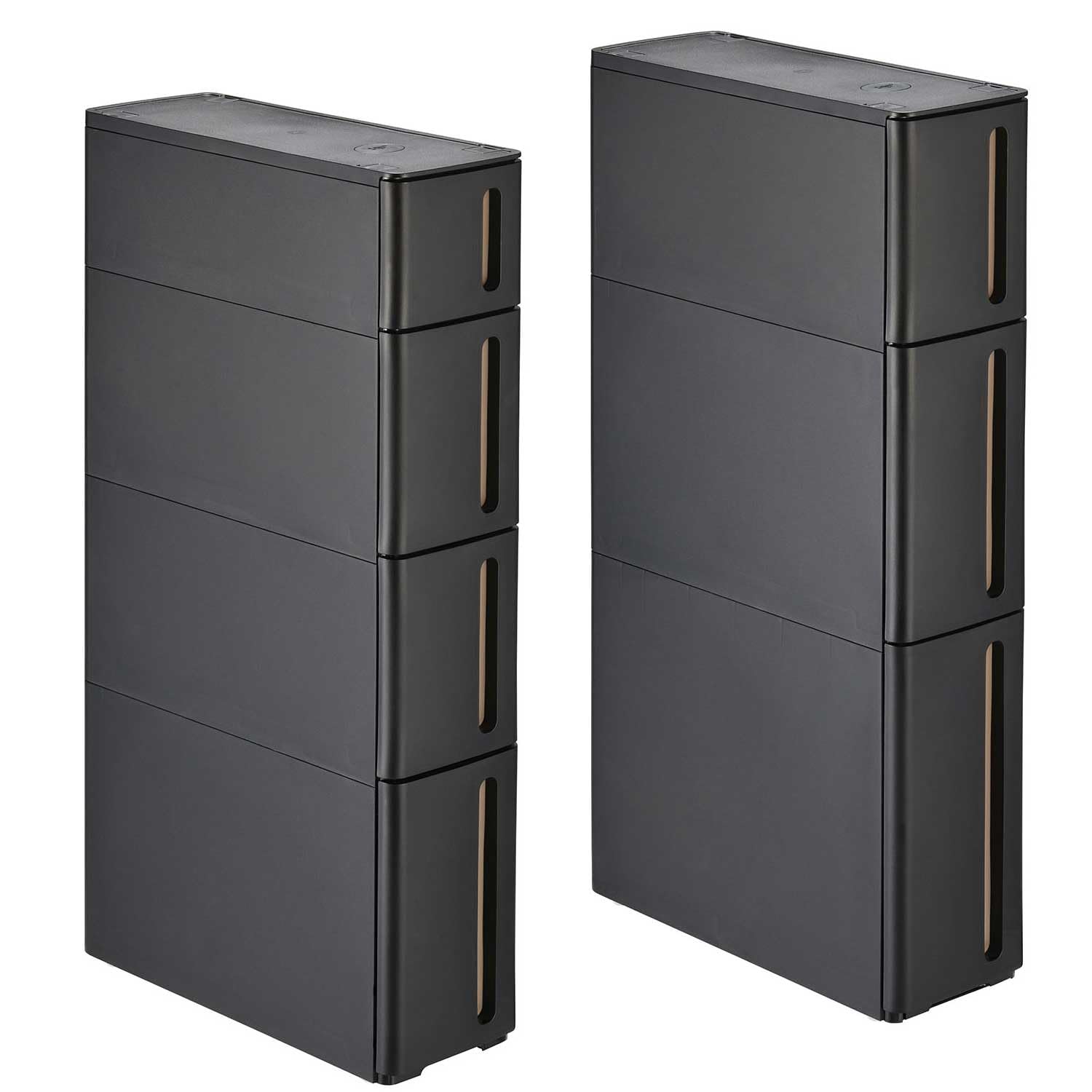 サンカ ストランティ キャスター付き 隙間収納 17cm 引き出しセット ブラック すぐに使える完成品 一般的なキッチンと同じ高さ(85cm) 重ねて使えるロック機構 落下防止ストッパー 日本製 キッ