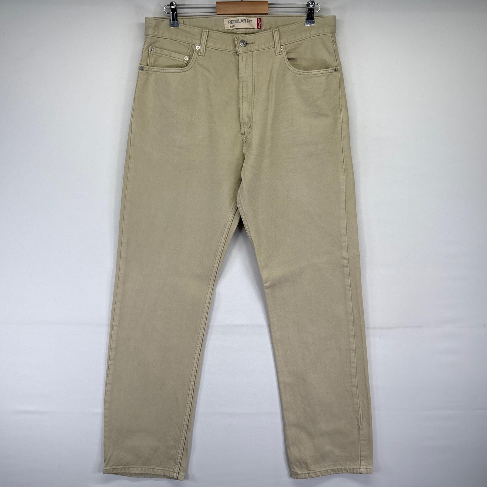 古着 デニムパンツ 505 ストレート ジーンズ ジーパン 長ズボン 大きいサイズ w36 L34 ベージュ系 メンズ