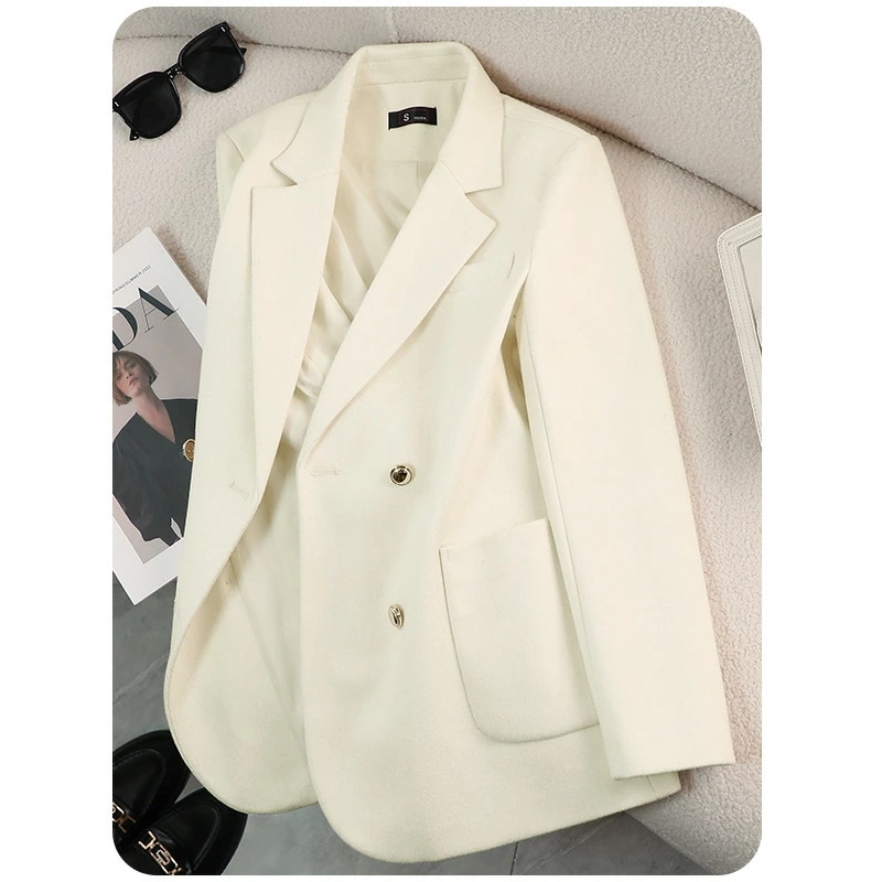 レディース ウール コート 春秋 シーズン用 カジュアル ジャケット 小柄対応 赤色