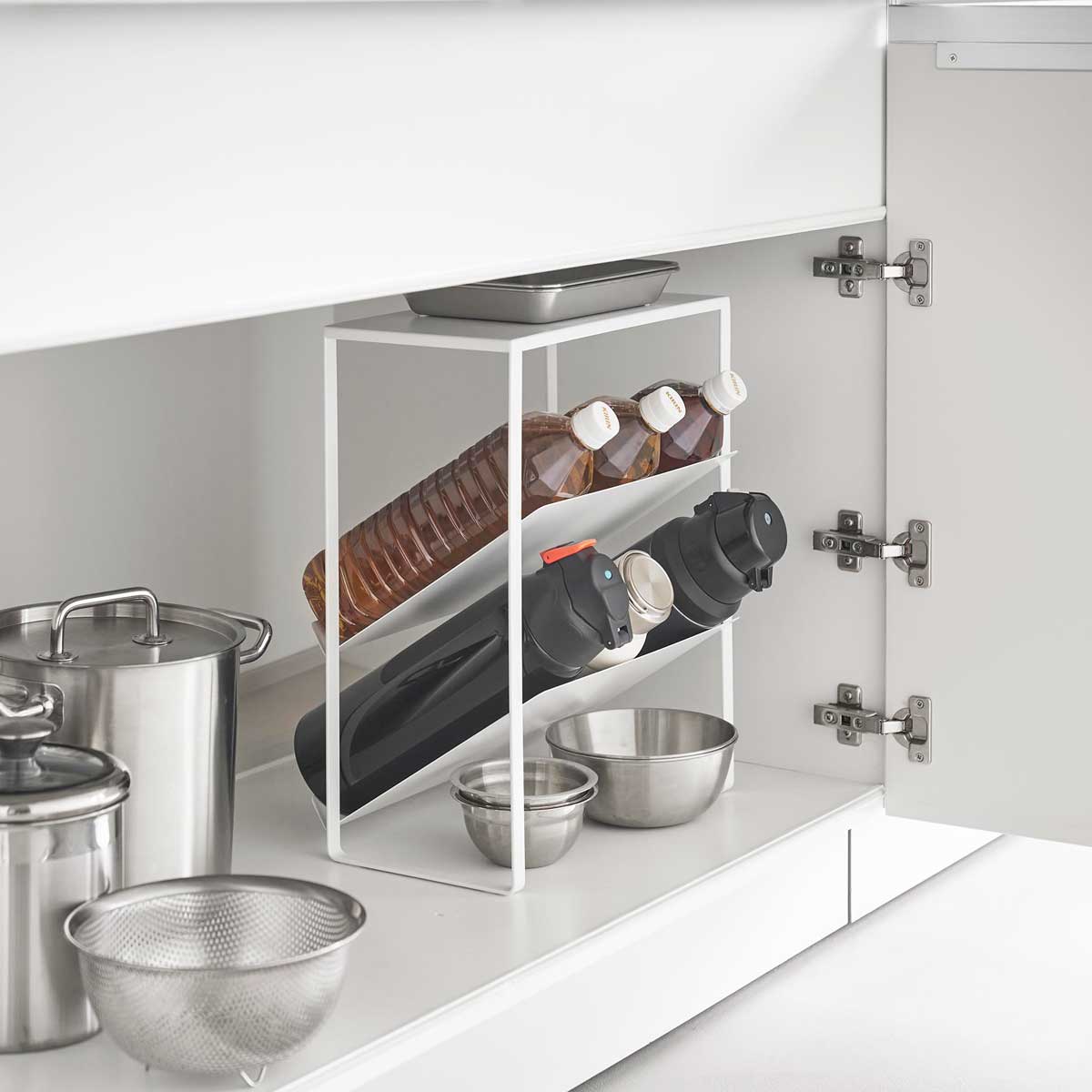 ボトルラック 山崎実業 tower タワー シンク下天板付きボトル&ジャグボトルストッカー 1336 ホワイト