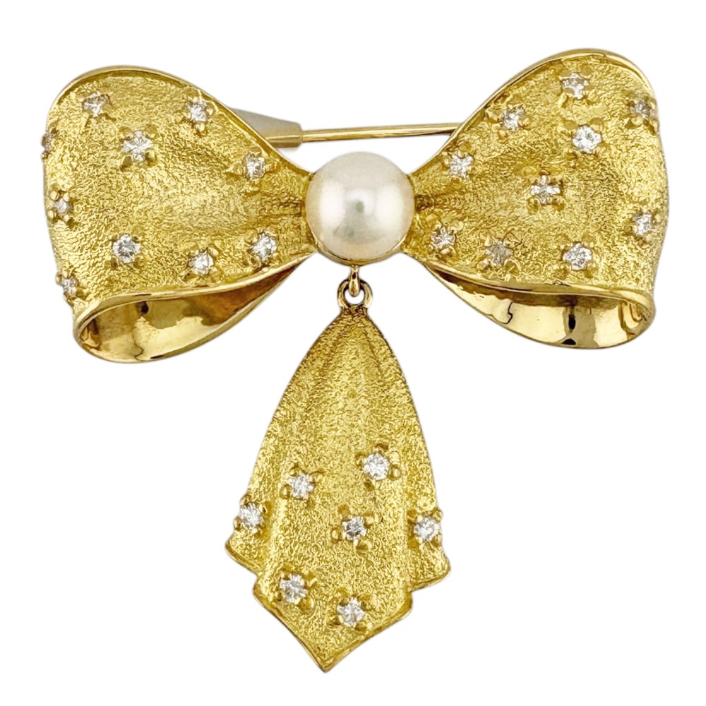 ミキモト ブローチ 18金 K18イエローゴールド パール MIKIMOTO 中古 美品