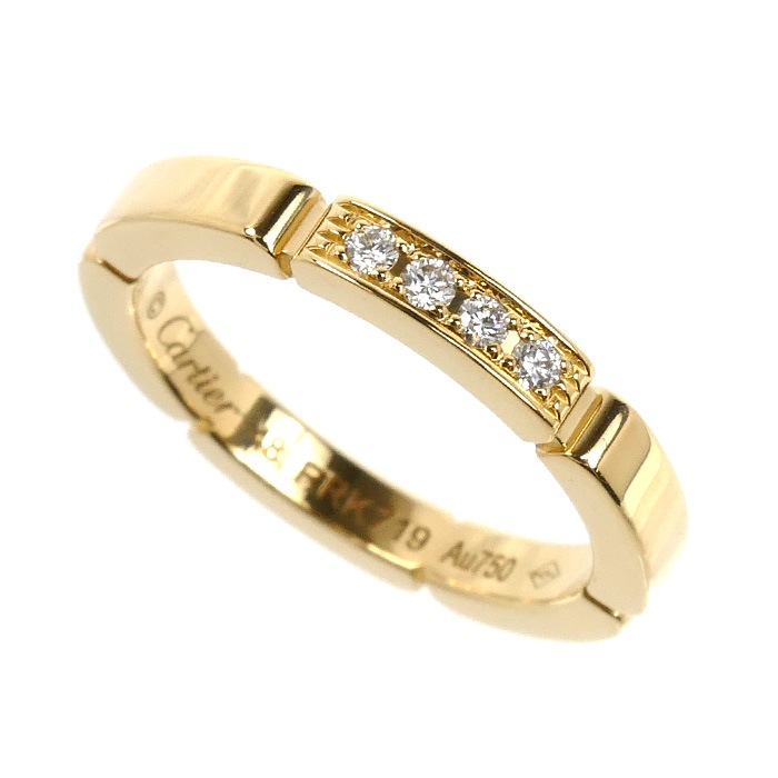 CARTIER カルティエ K18YG イエローゴールド マイヨンパンテール 4Pダイヤ リング・指輪 B4080348 ダイヤモンド 8号 48 3.7g レディース 中古 美品