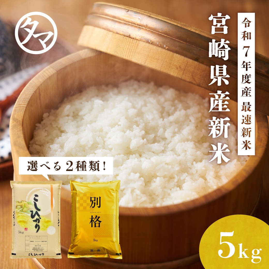 【新米 令和7年度産】 宮崎県産（精白米）コシヒカリ / アキダワラ 5kg 選べる品種 精白米 白米 米 お米 国産