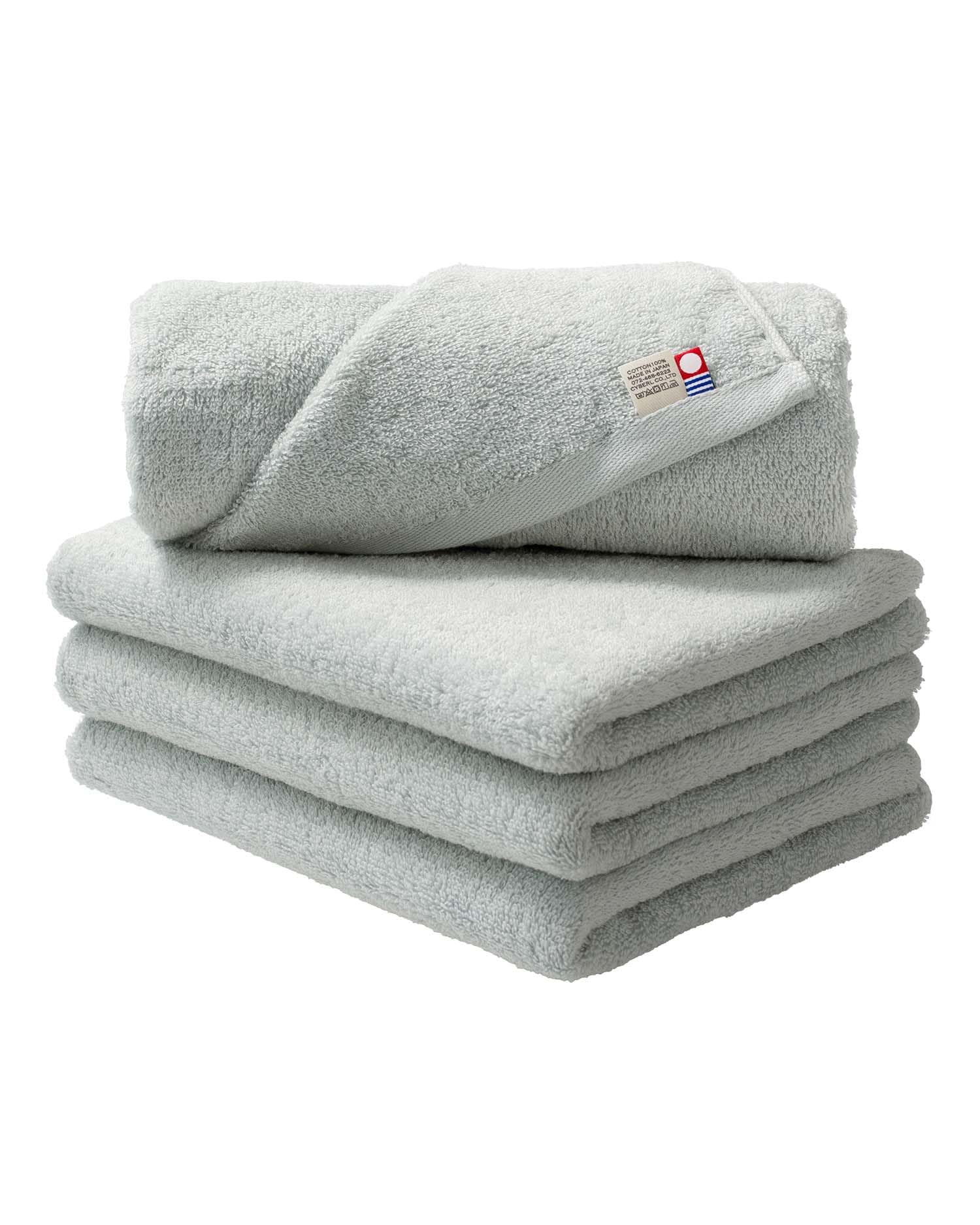 [ aso ] ミニバスタオル 今治タオル 4枚セット 中厚 40×100cm 綿100% 日本製 moffin モフィン 4枚セット 柄なしアイスグレー cy-mf319-mb4-a-ig