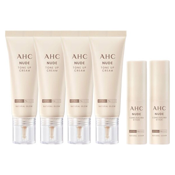AHC ヌードトーンアップクリーム 40ml 4本+コンシリングカバースティック 10ml 2本 キム·ヘス ホームショッピングセット~