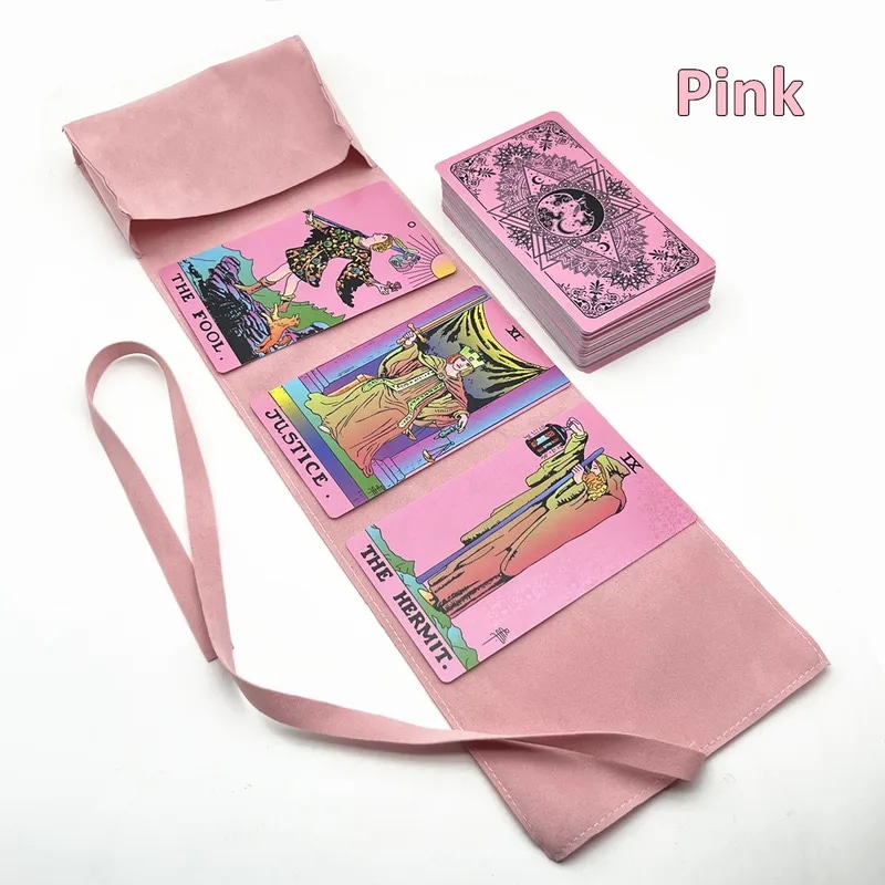 黒とピンクの防水プラスチックタロットカード,1セット,収納バッグ付き,荷物用,英語版,l743 Pink