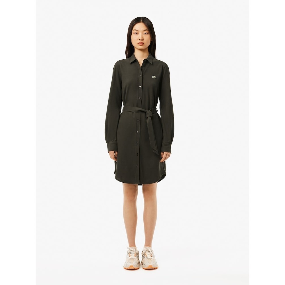 LACOSTE 女性用ベルト付きピケシャツドレス EF3263-54N L7A Q2NEF3263-54NL7A
