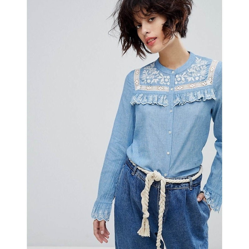 レオンアンドハーパー レディース トップス ブラウス・シャツ【Leon and Harper Chambray Shirt with Enbroidered Yoke】Blue レオンアンドハーパー レディース トップス ブラウス・シャツ【Leon and Harper Chambray Shirt with Enbroidered Yoke】Blue