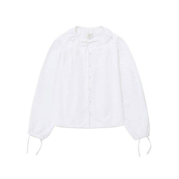 長袖Tシャツ CQK CO2403SH74-WH ウーマン ピンタック コットン ブラウス White