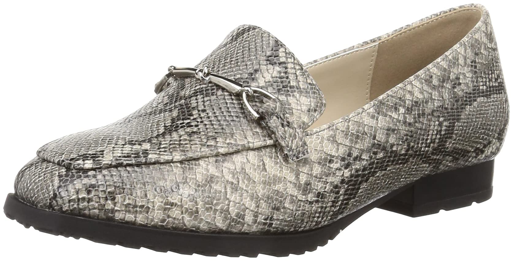 [オリエンタルトラフィック] ローファー レインパンプス スクエアトゥ フラットヒール 大きいサイズ 小さいサイズ 歩きやすい 防水 パイソン柄 雨晴兼用 R-1014 レディース グレー 23.5
