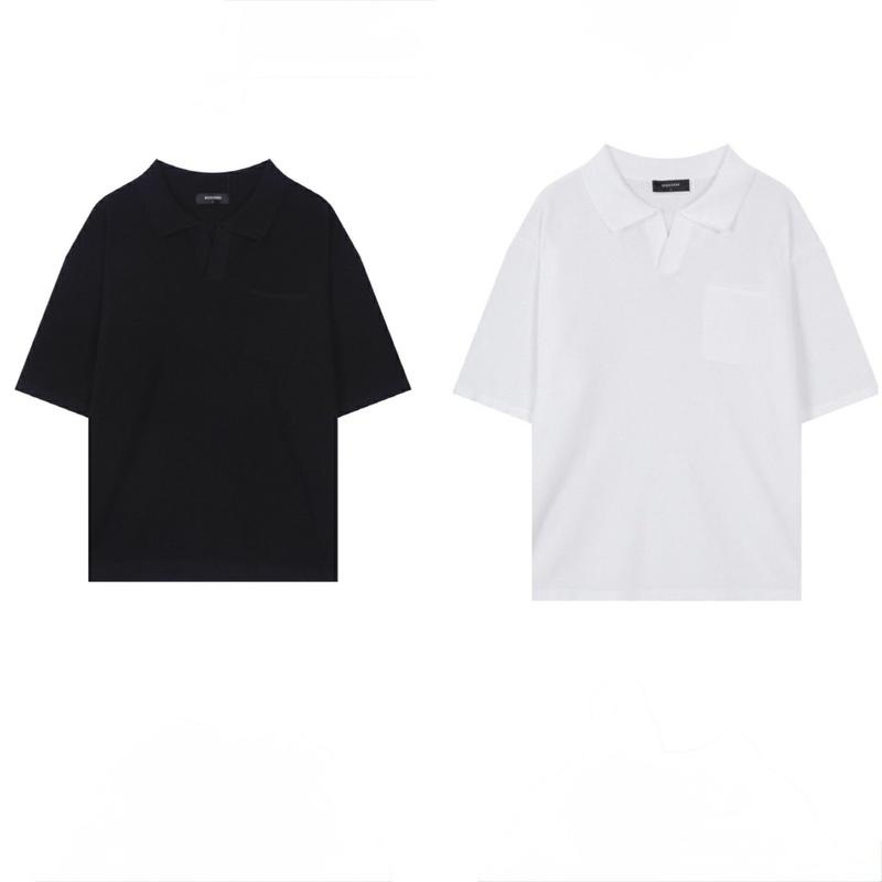 人気の男性ルーズワッフルオープンカラー半袖Tシャツ_US