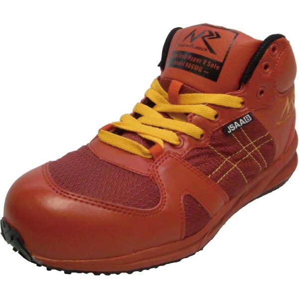 日進ゴム #906MG レッド 25 ハイパーVプロテクティブミッドカットスニーカー