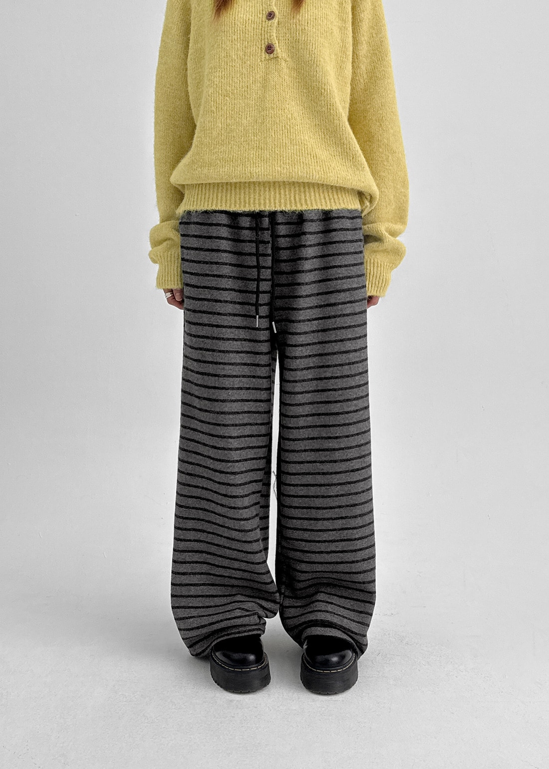 ケムドン ストライプフリース バンディングパンツ