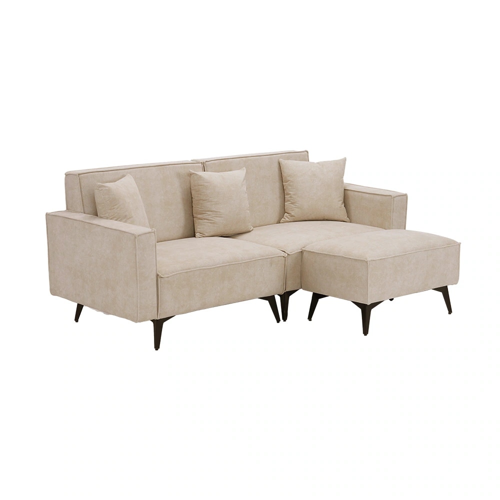 ソファー ソファ 3人掛け コンパクト 幅153cm カウチソファー オットマン付き コーナーソファー L字型 リビングソファーソフ ァーセット ソファセット ファブリック 弾力 自由レイアウト ハ