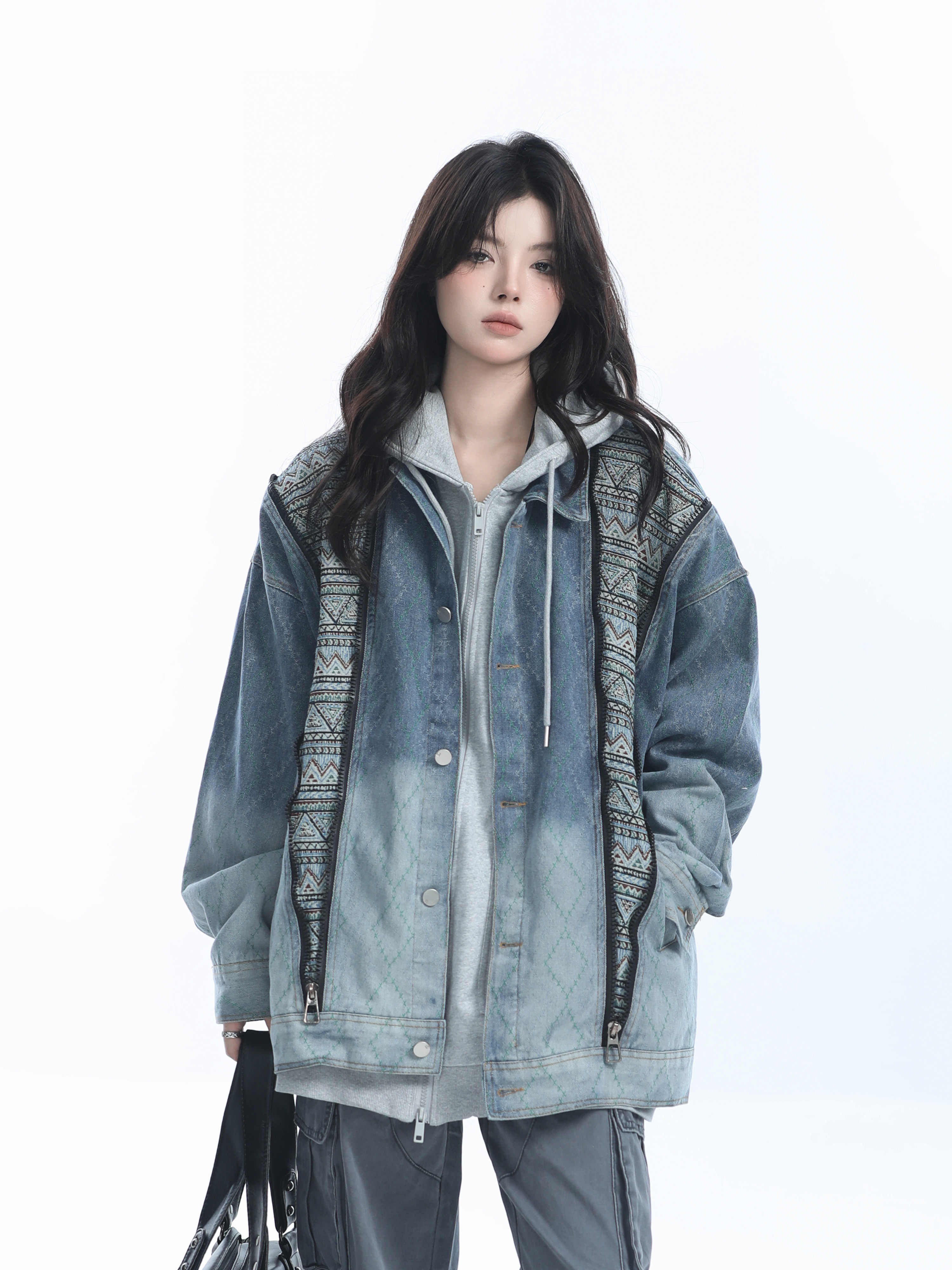 「SHANKONG」【高·品質版】【上品】2025新作 デニムジャケット アウター レトロ ゆったり 韓国ファッション レディーストップス アウター トップス セミロング トップス 12