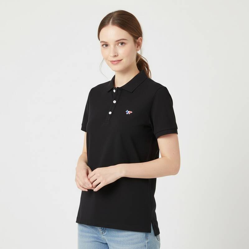 メゾン・キツネ トリコロール・フォックス・パッチ ポロ半袖Tシャツ DW00202KJ7002 BK