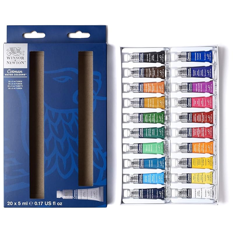 Winsor & Newton 水彩絵の具 (Cotman (コットマン), チューブ - 20色 x 5ml)