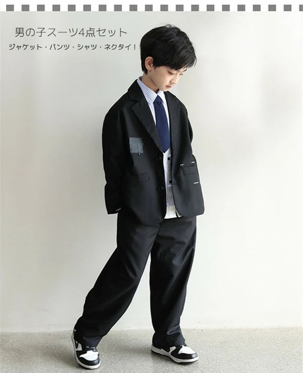 フォーマルスーツ 卒業式 入学式 スーツ 男の子 ジュニア 大きいサイズ ゆったり 小学生 セットアップ フォーマル スーツ 長袖 卒園式 子供服 入学式 スーツ ロングパンツ 子供服 秋 ブラック 6,754円