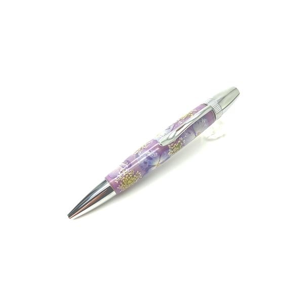 花柄 ボールペン/文房具 (紫陽花 紫) パーカータイプ 芯：0.7mm 日本製 文具 オフィス用品 『Frower Pen』