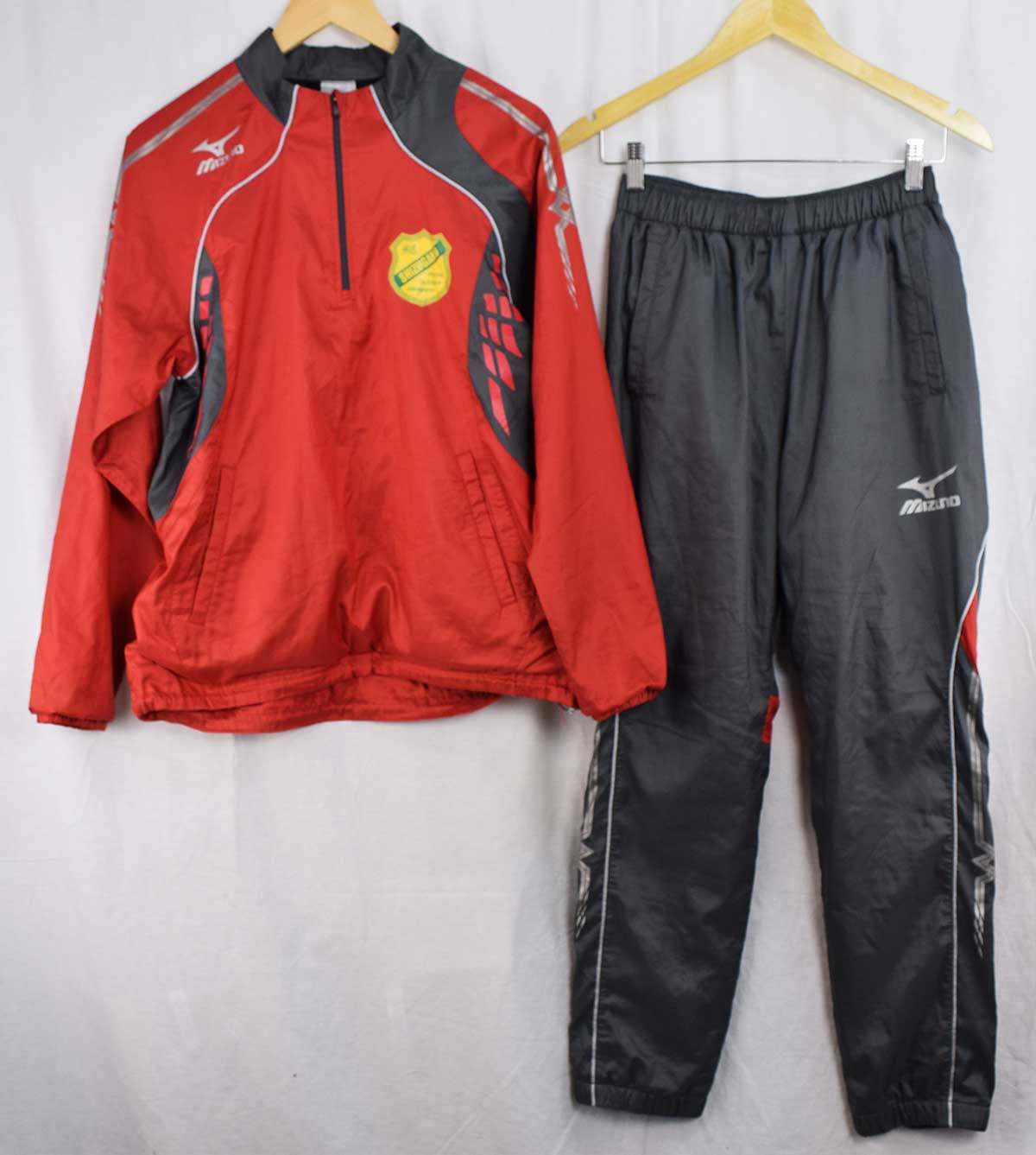 【中古】ミズノ製 静岡学園 サッカー部 ハーフジップ ウインドブレーカー パンツ 上下 選手支給品 M