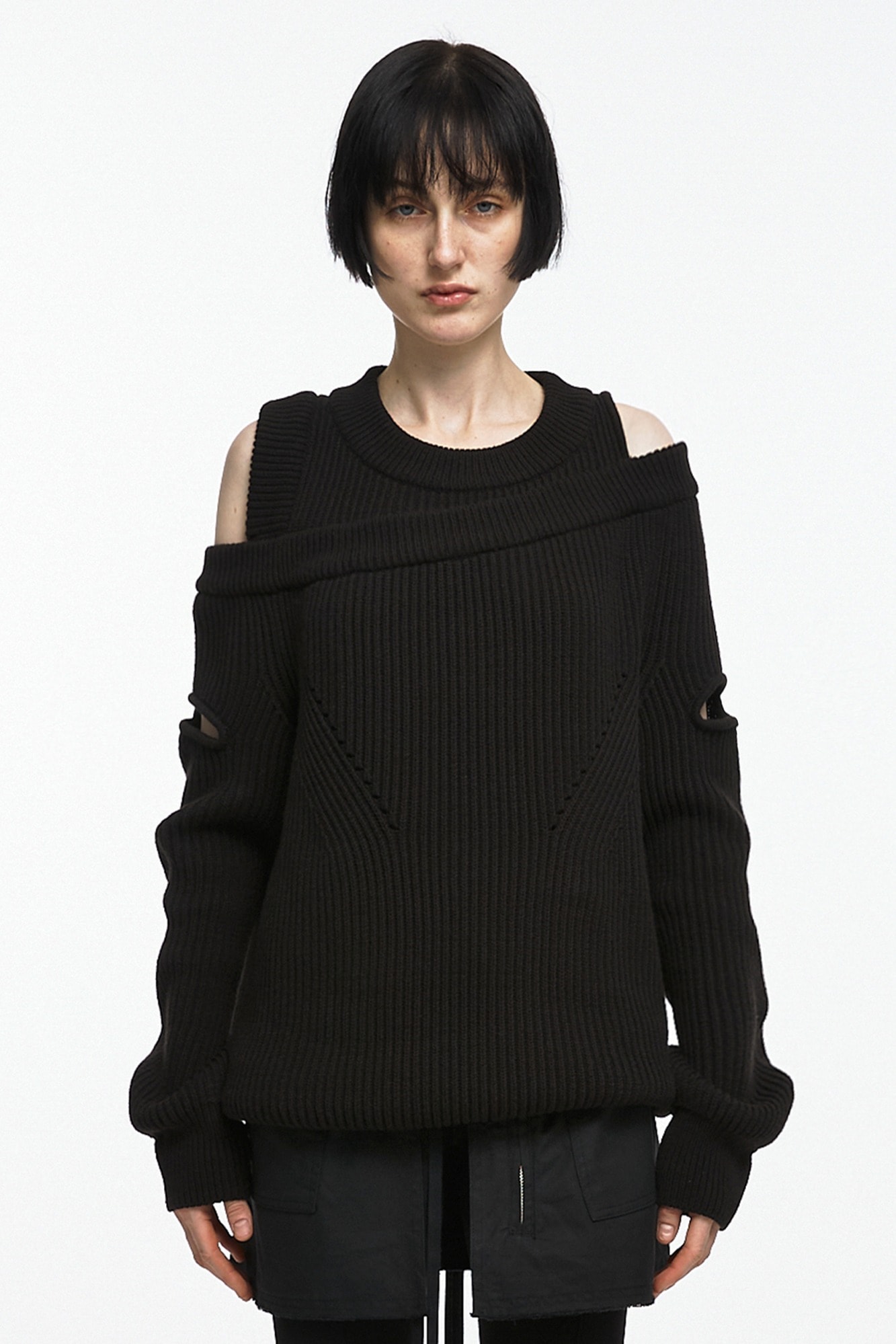 【NACHE】 ASYMMETRIC LAYERED KNIT (UNISEX) : 3COLOR