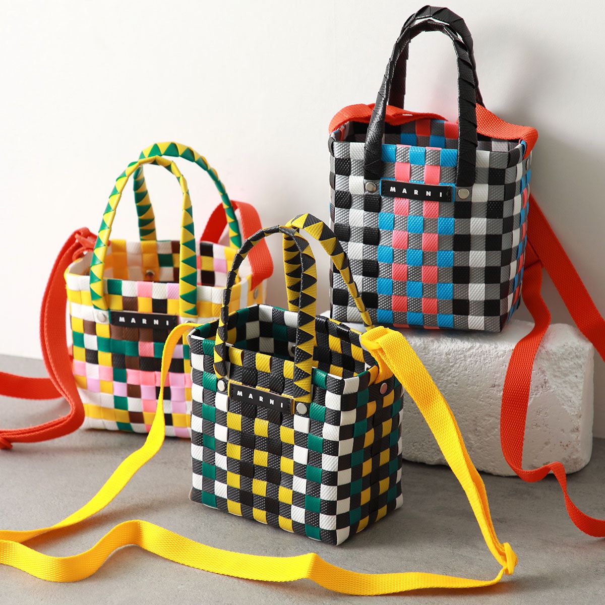 MARNI KIDS マルニ キッズ バスケットバッグ M01293 M00IW レディース ガールズ ハンドバッグ ショルダーバッグ ロゴタグ 鞄 カラー3色