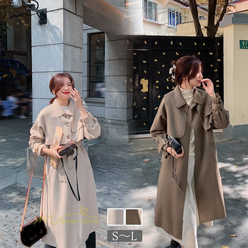 トレンチコート チェスターコート レディース リボン付き 着痩せ お洒落 上品 大人 体型カバー 通