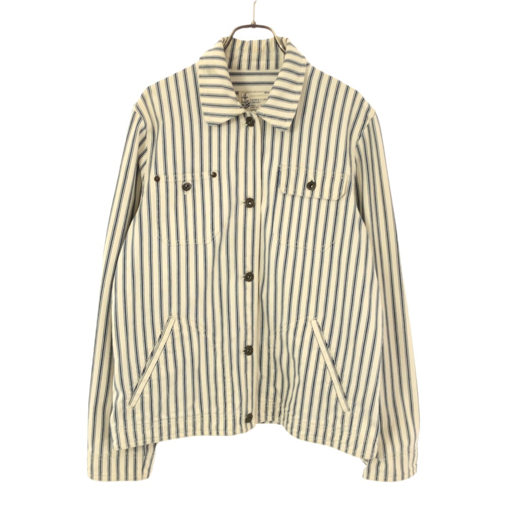 ローレンジーンズカンパニーラルフローレン ストライプ ヘリンボーン コットンジャケット L ホワイト LAURENJEANSCO.RALPH LAUREN RALPH LAUREN レディース