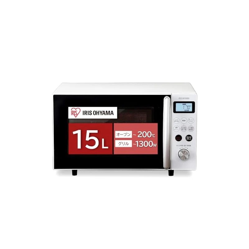 【即納】アイリスオーヤマ オーブンレンジ 15L ターンテーブル ヘルツフリー 全国対応 レンジ600W オーブン200℃ グリル1300W 発酵機能 自動メニュー8種 トースト 1年メーカー保