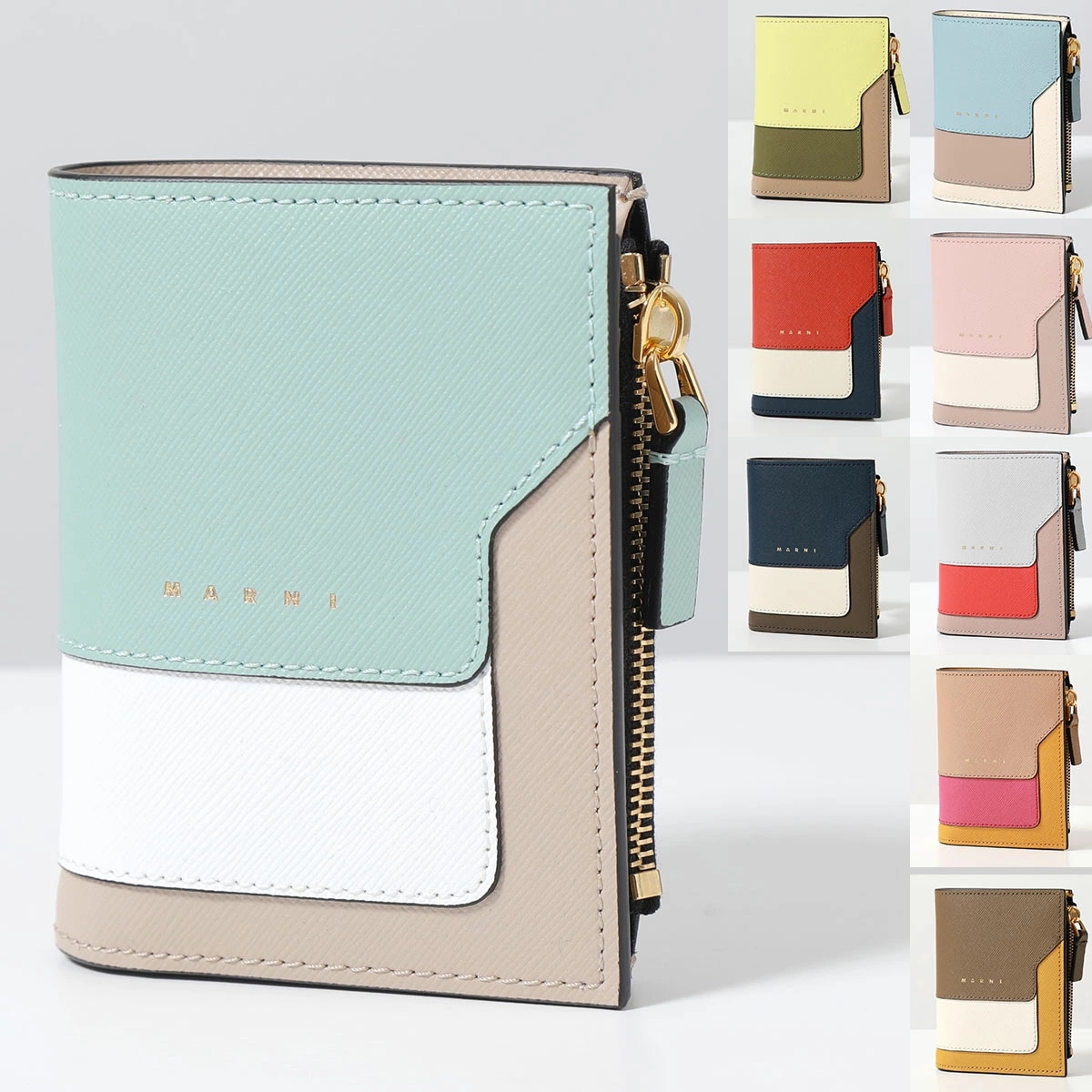 MARNI マルニ 二つ折り財布 PFMO0054U1 LV520 レディース サフィアーノレザー スモール ミニ財布 豆財布 ロゴ バイフォールドウォレット カラー11色 33,613円