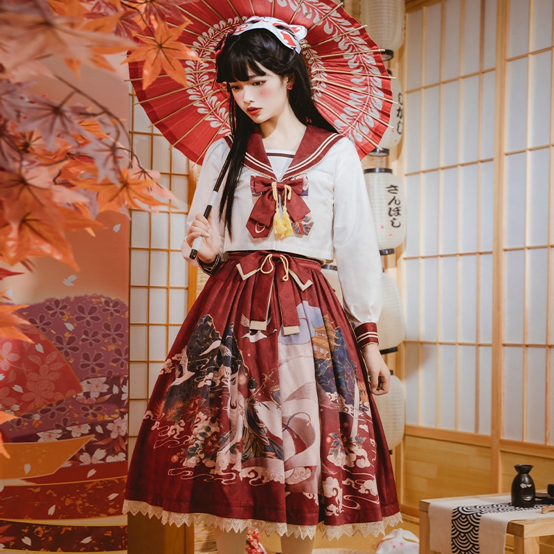 和風セラー服jkスカート ロリータ ワンピース ドレスコスプレ かわいい レトロイベント ハロウィン A110