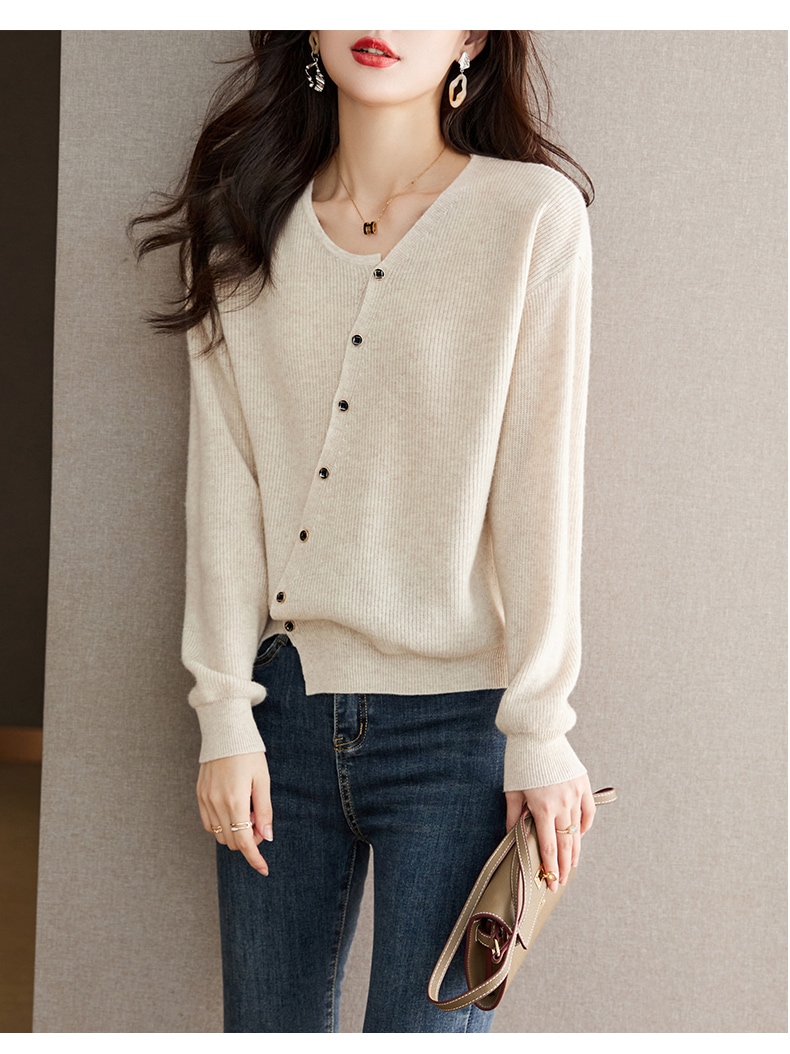 秋 エレガント ボトムシャツ レディース デザインセンス イレギュラー イレギュラー 洋風 フルウール トップス アプリコット グレー レッド M L XL XXL トップス 袖あり かわいい