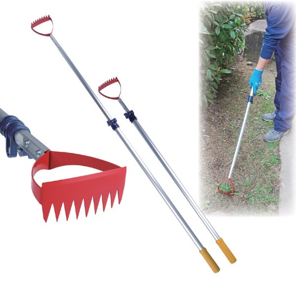 除草用品 全長約101144cm 伸縮式 日本製 雑草抜きごそっと とれ太 ビッグ のこ目 平刃付き アルミパイプ 草取り道具 園芸用品