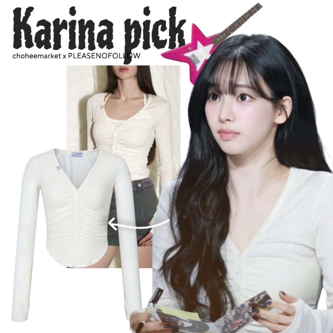 [karina pick!]pleasenofollow(authentic) nina button lace long sleeve top (ivory)