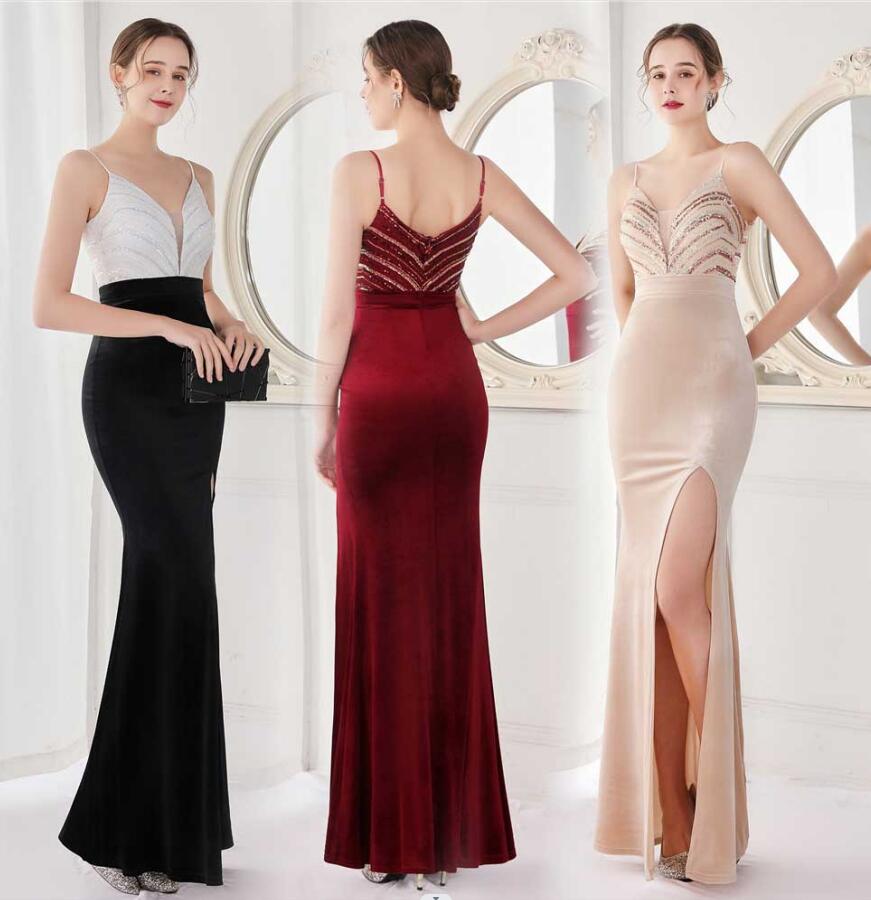 パーティードレス イブニングドレス レディース 結婚式 ワンピース ドレス 披露宴 二次会 キャバドレス ロングドレス キャミソール タイトワンピース ヒップラップ スリット入り スパンコール キラキ