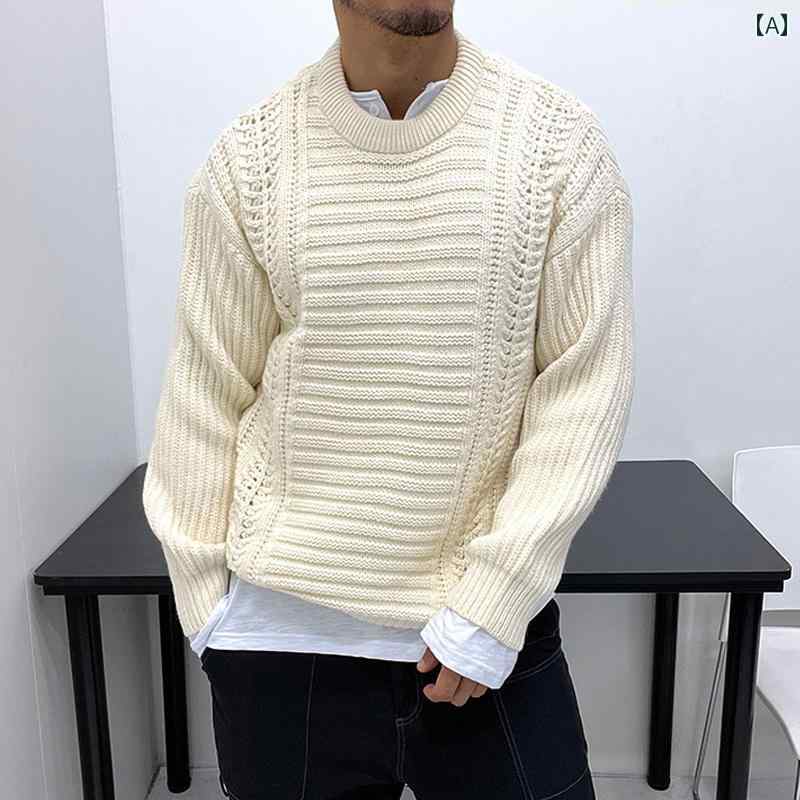 メンズ カジュアル キャンディー コットンセーター キャンディー 蛍光 カジュアル セーター ニット 秋冬