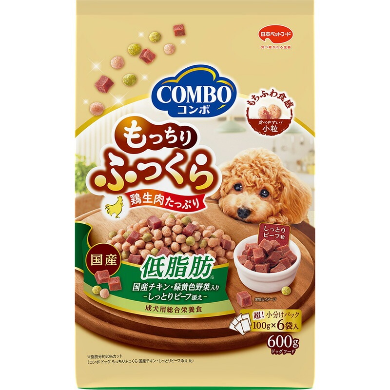 （まとめ買い）日本ペットフード コンボ ドッグ もっちりふっくら 低脂肪 600g（100gx6） 犬用フード [x5]
