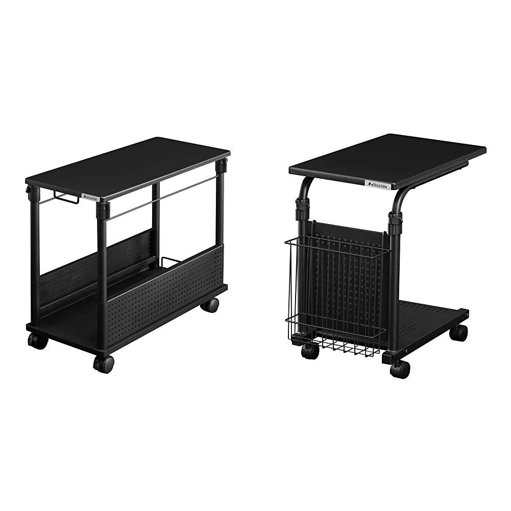 バウヒュッテ) ゲーミングデスク 昇降式L字デスク PCワゴン (天板32×67cm×高さ57~78cm) BHD-670H-BK & ソファサイドテーブル 昇降式 (幅30cm× 54817